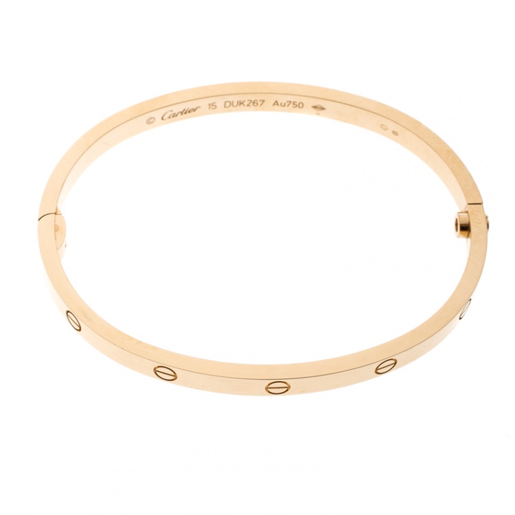 Pre Owned Cartier Love 18k Rose Gold SM Bracelet 15