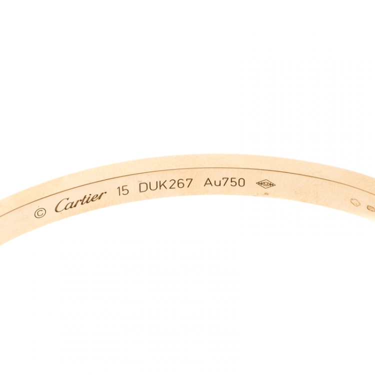 Pre Owned Cartier Love 18k Rose Gold SM Bracelet 15