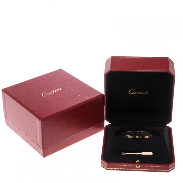Pre Owned Cartier Love 18k Rose Gold SM Bracelet 15