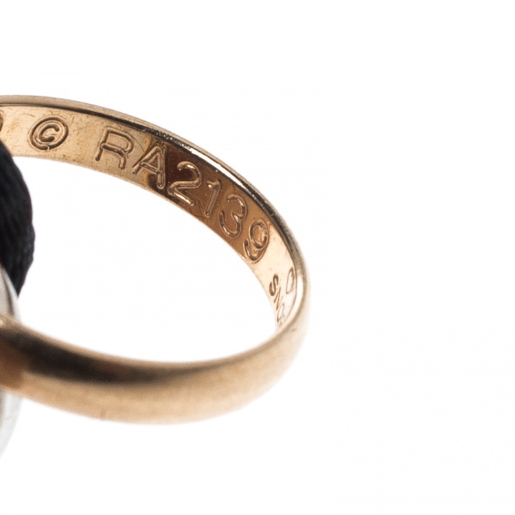 Pre Owned Cartier Trinity De Cartier Three Tone 18k Gold Black Adjustable Cord Bracelet