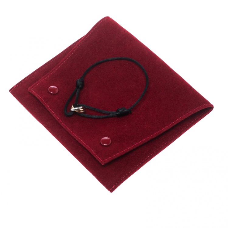 Pre Owned Cartier Trinity De Cartier Three Tone 18k Gold Black Adjustable Cord Bracelet