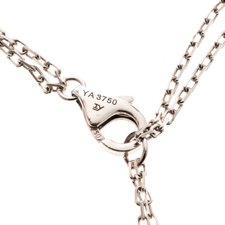 Pre Owned Cartier Panthere De Cartier Diamond Emerald & Onyx 18k White Gold Pendant Necklace 