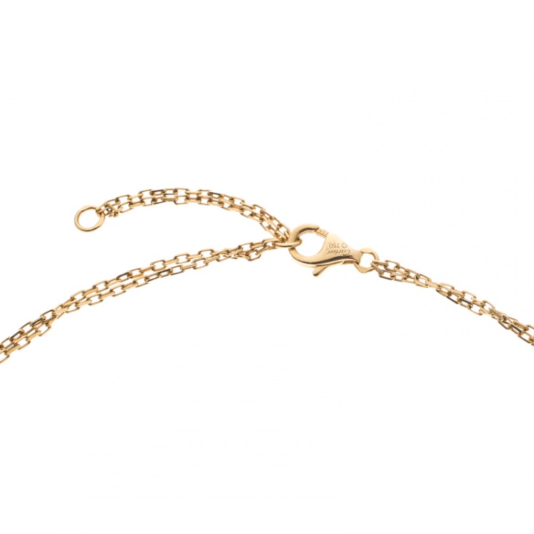 Pre Owned Cartier Love Diamond & 18k Yellow Gold Double Chain Necklace