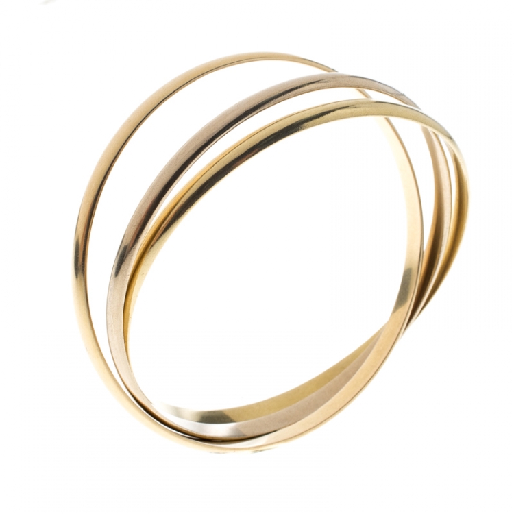 Pre Owned Cartier Trinity De Cartier 18k Three Tone Gold Rolling Bangle Bracelet