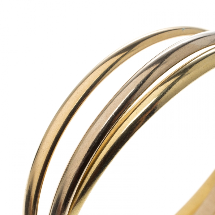 Pre Owned Cartier Trinity De Cartier 18k Three Tone Gold Rolling Bangle Bracelet