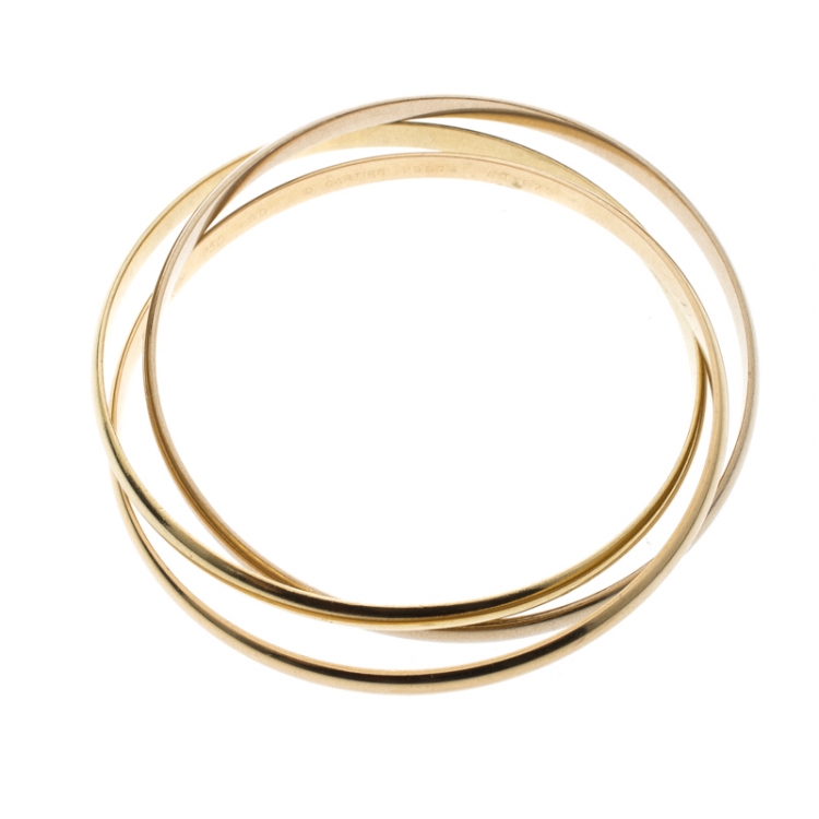 Pre Owned Cartier Trinity De Cartier 18k Three Tone Gold Rolling Bangle Bracelet