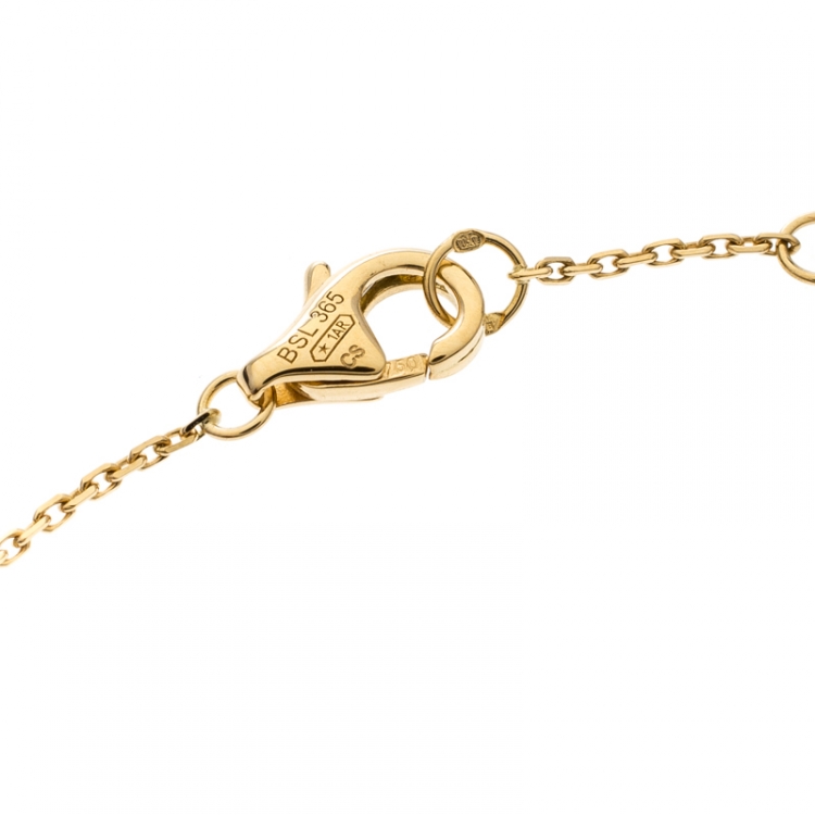 Pre Owned Cartier Amulette De Cartier White Mother of Pearl & Diamond 18k Yellow Gold Bracelet