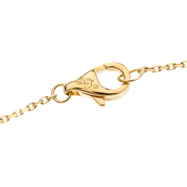 Pre Owned Cartier Amulette De Cartier White Mother of Pearl & Diamond 18k Yellow Gold Bracelet