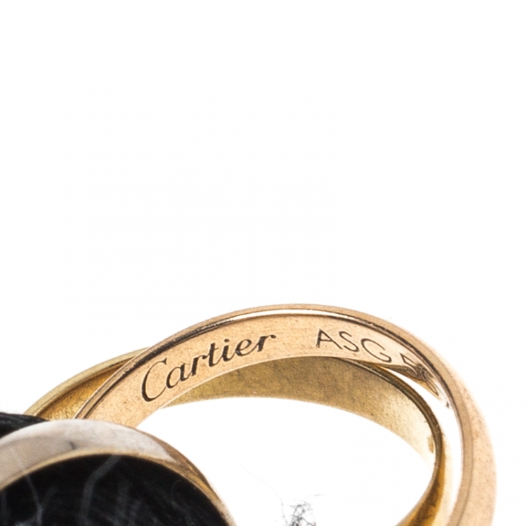 Pre Owned Cartier Trinity De Cartier Three Tone 18k Gold Black Adjustable Cord Bracelet