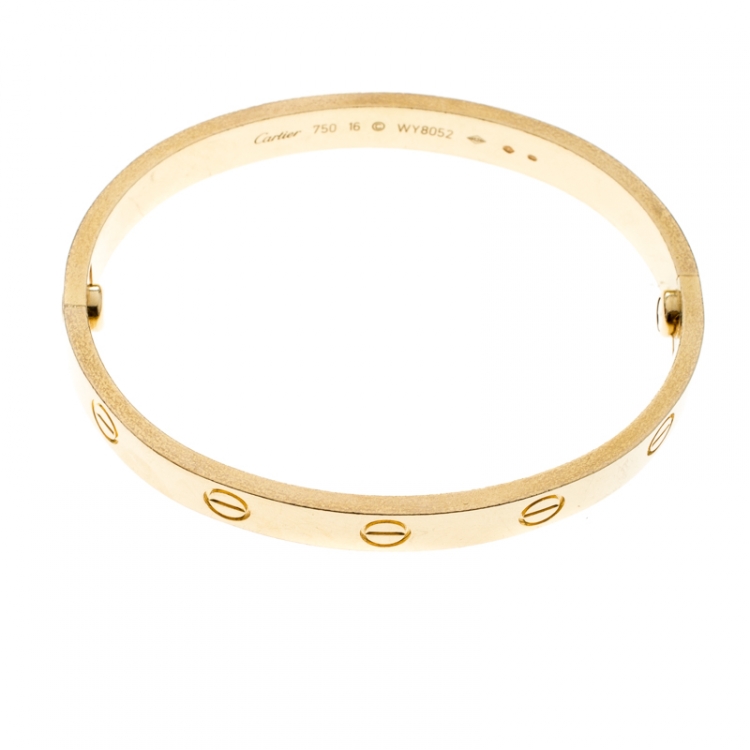 Pre Owned Cartier Love 18k Yellow Gold Bracelet 16