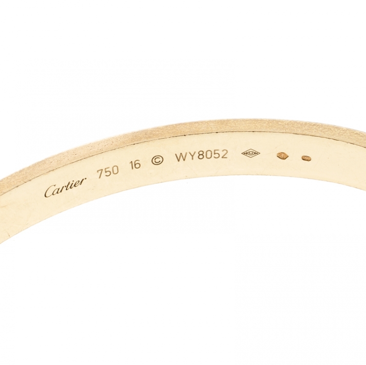 Pre Owned Cartier Love 18k Yellow Gold Bracelet 16