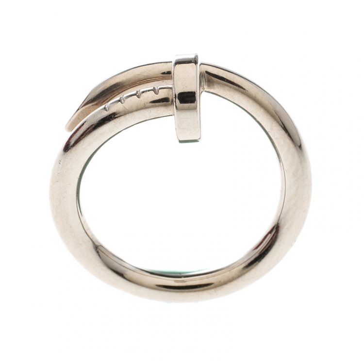 Pre Owned Cartier Juste Un Clou SM White Gold Ring Size 53
