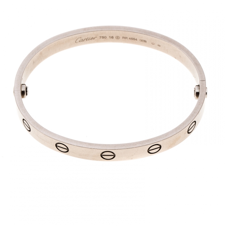 Pre Owned Cartier Love 18k White Gold Bracelet 16