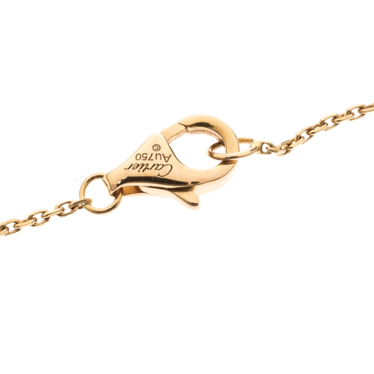 Pre Owned Cartier Trinity De Cartier Pink Sapphire 18k Three Tone Gold Pendant Necklace