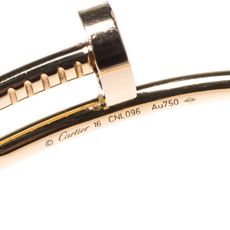 Pre Owned Cartier Juste Un Clou 18k Rose Gold Bracelet 16