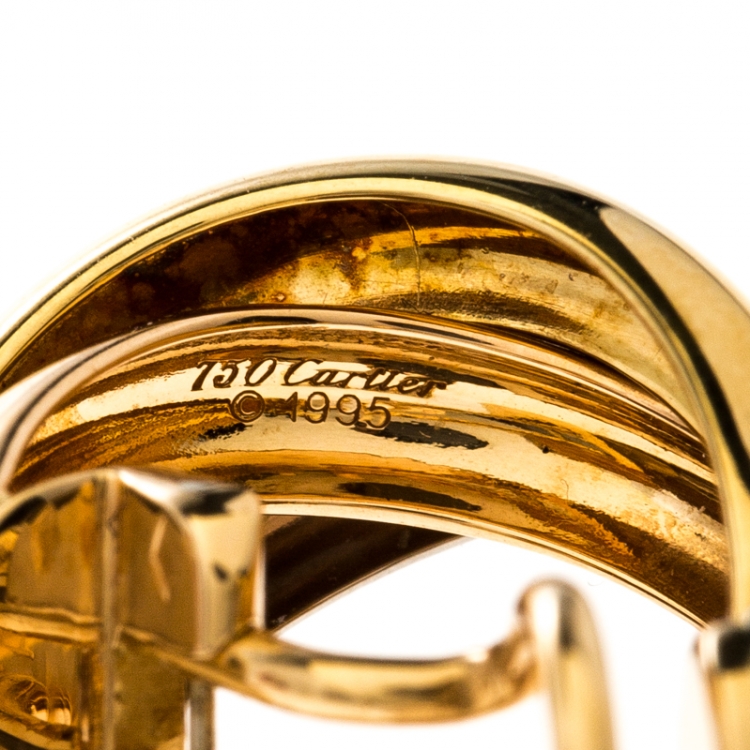 مملوكة مسبقًا Cartier Trinity 18k Three Tone Gold Hoop Earrings