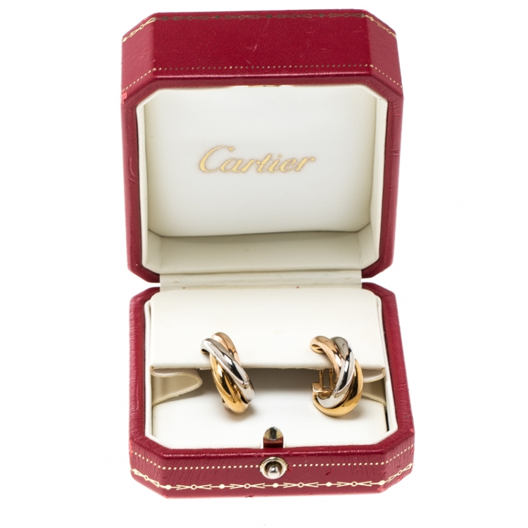 مملوكة مسبقًا Cartier Trinity 18k Three Tone Gold Hoop Earrings