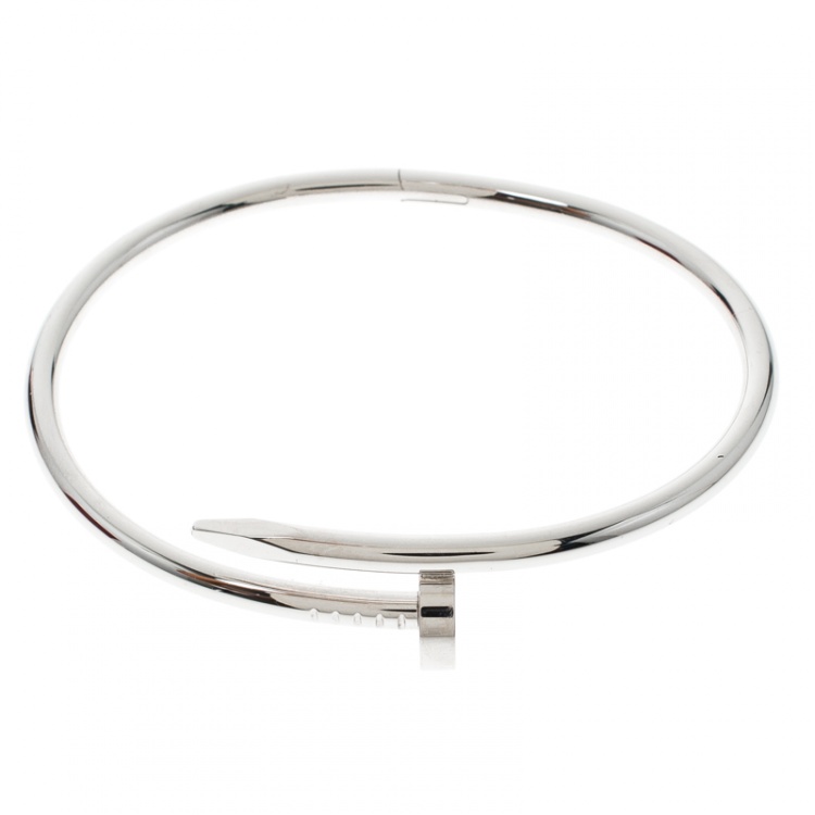 Pre Owned Cartier Juste Un Clou White Gold Bracelet 19CM