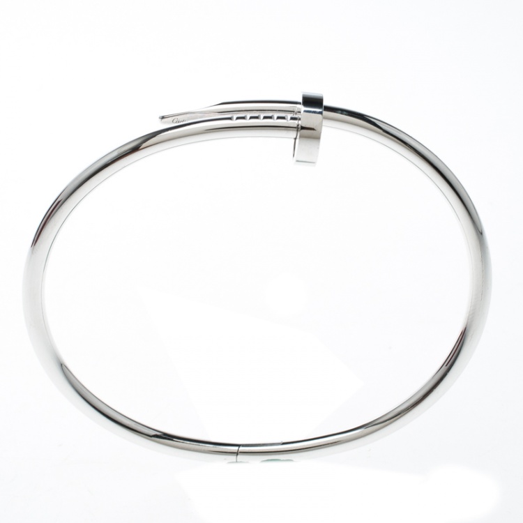 Pre Owned Cartier Juste Un Clou White Gold Bracelet 19CM