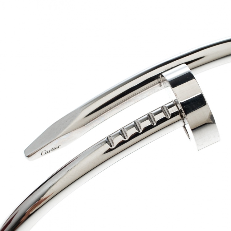 Pre Owned Cartier Juste Un Clou White Gold Bracelet 19CM