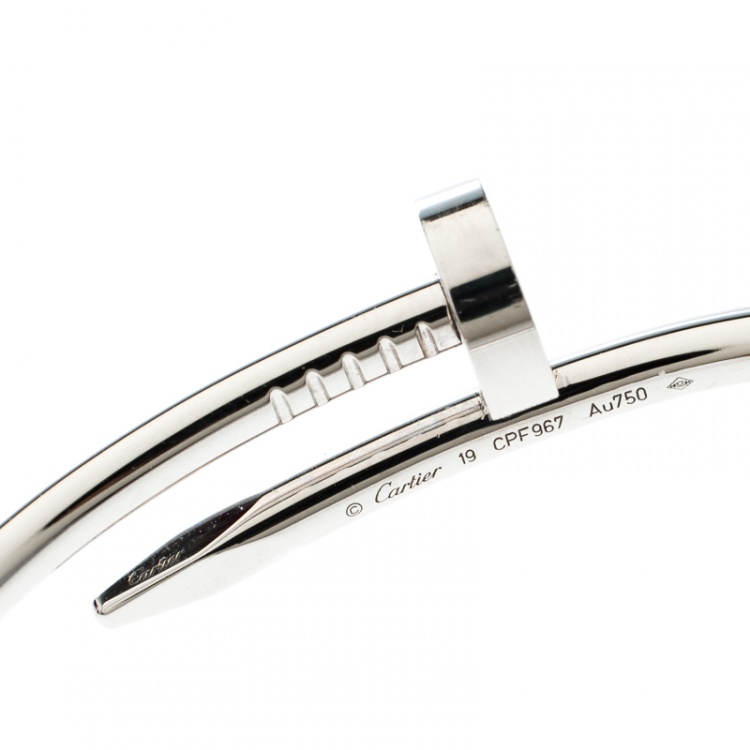 Pre Owned Cartier Juste Un Clou White Gold Bracelet 19CM