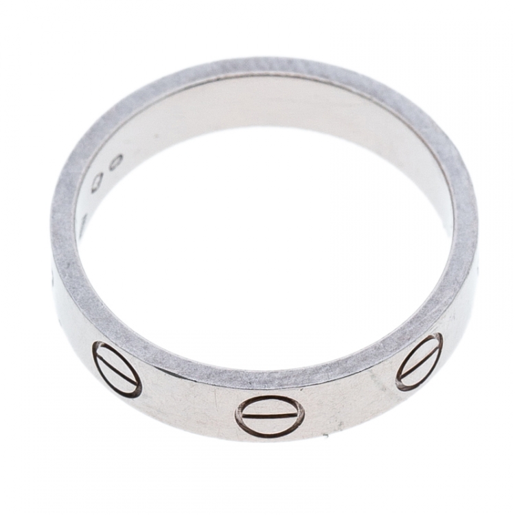 Pre Owned Cartier Love 18k White Gold Mini Ring Size 49
