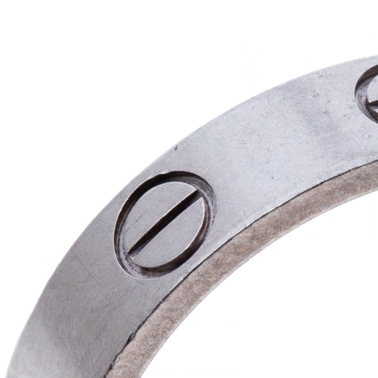 Pre Owned Cartier Love 18k White Gold Mini Ring Size 49