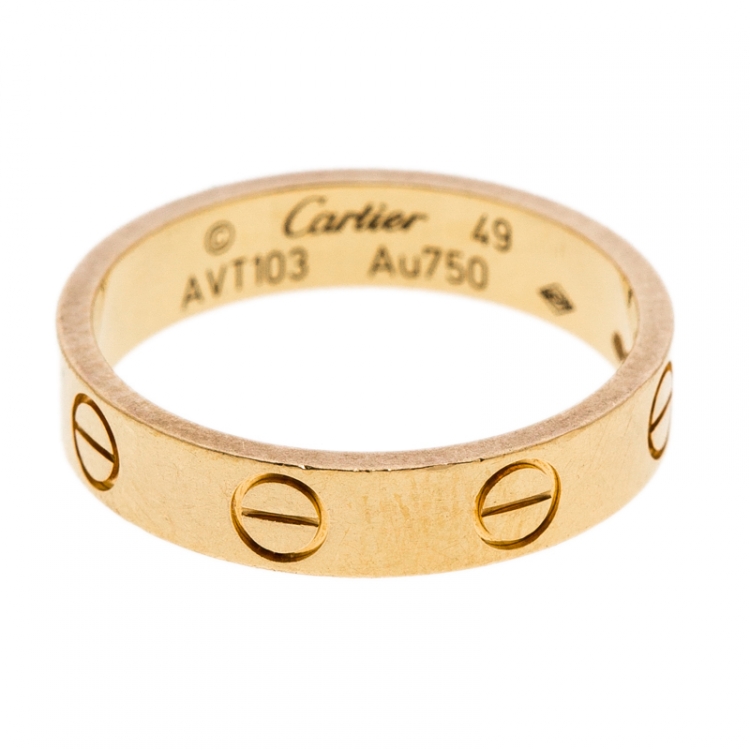 Pre Owned Cartier Love 18K Yellow Gold Mini Ring Size 49