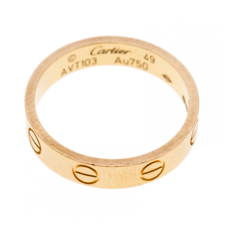 Pre Owned Cartier Love 18K Yellow Gold Mini Ring Size 49