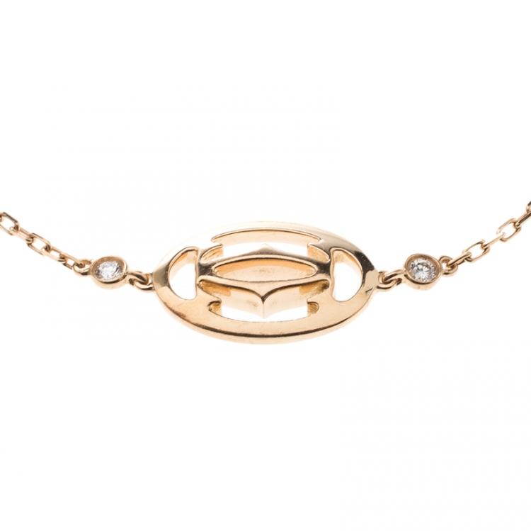 Pre Owned Cartier Double C de Cartier Diamond & 18k Rose Gold Logo Bracelet