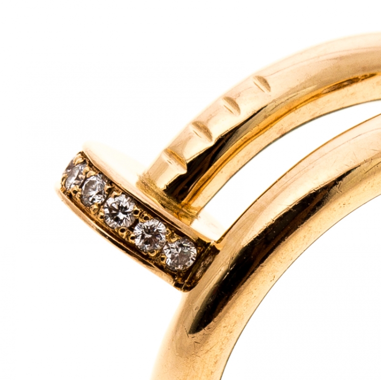 Pre Owned Cartier Juste Un Clou Diamond & 18k Rose Gold Ring 50