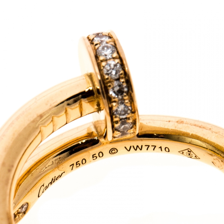 Pre Owned Cartier Juste Un Clou Diamond & 18k Rose Gold Ring 50