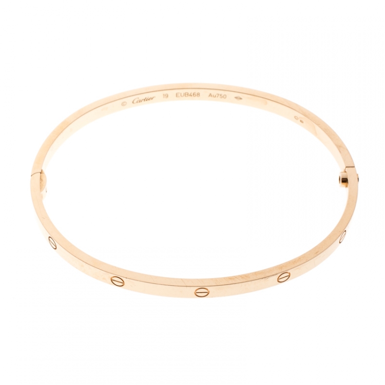 Pre Owned Cartier Love 18k Rose Gold SM Bracelet 19