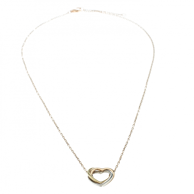 Pre Owned Cartier Trinity de Cartier Heart Three Tone 18k Gold Necklace