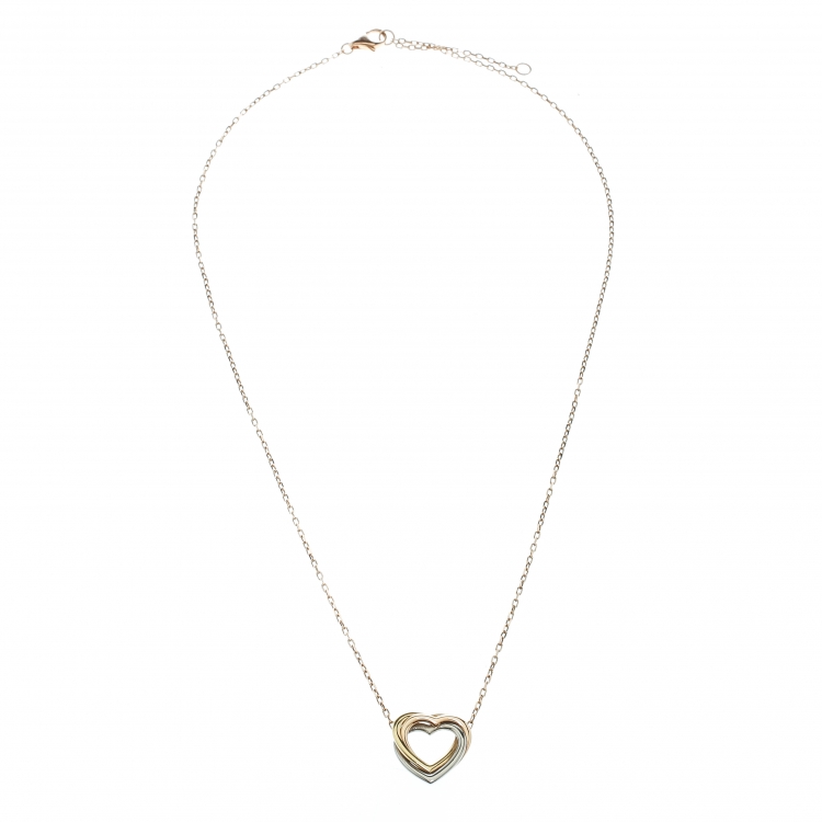 Pre Owned Cartier Trinity de Cartier Heart Three Tone 18k Gold Necklace