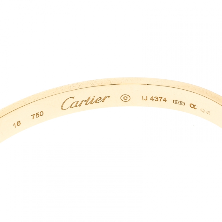 Pre Owned Cartier Love 18k Yellow Gold Bracelet 16