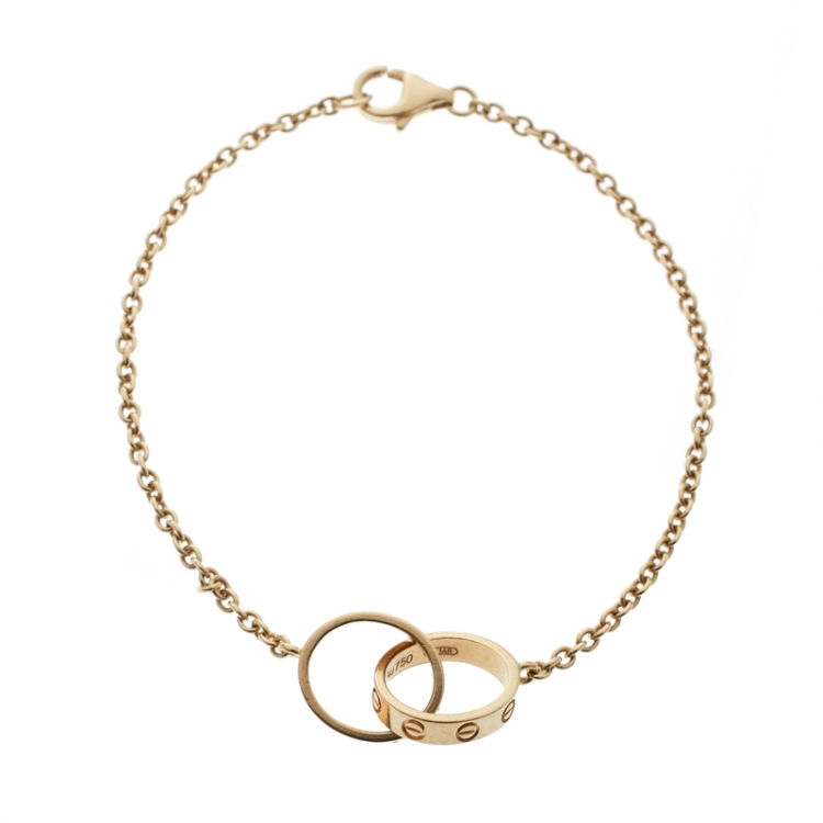 Pre Owned Cartier Love 2 Hoops 18k Yellow Gold Bracelet