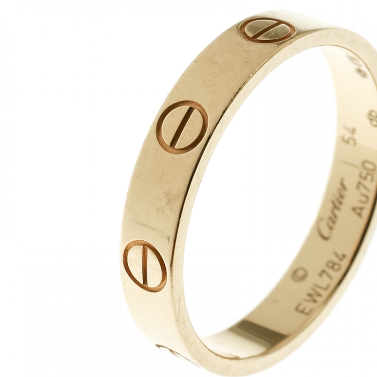 Pre Owned Cartier Love 18k Yellow Gold Mini Band Ring Size 54