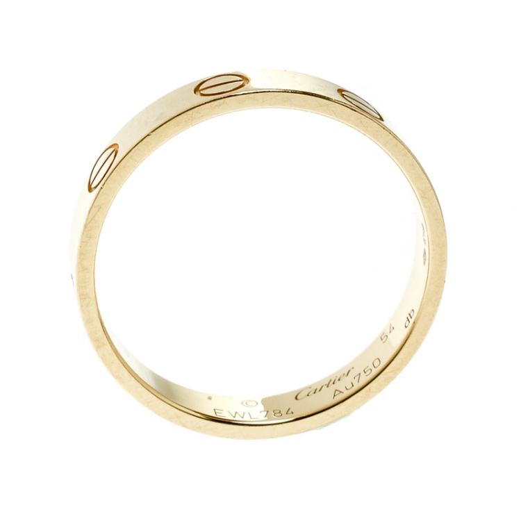 Pre Owned Cartier Love 18k Yellow Gold Mini Band Ring Size 54