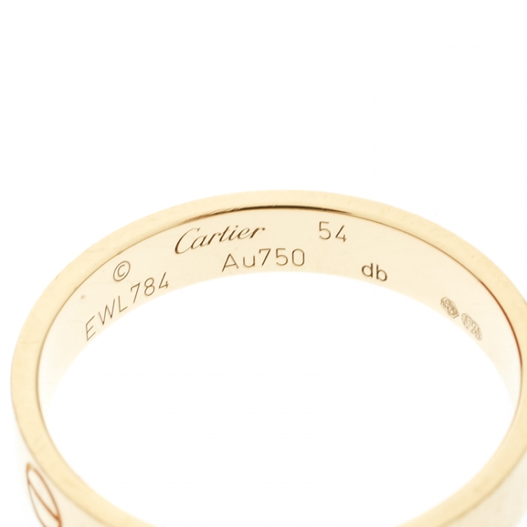 Pre Owned Cartier Love 18k Yellow Gold Mini Band Ring Size 54