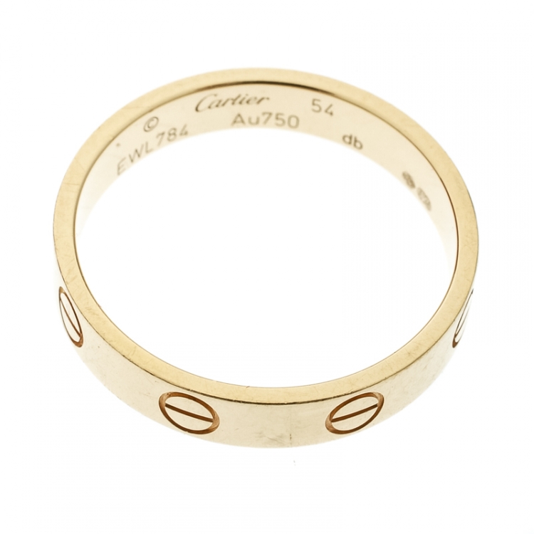 Pre Owned Cartier Love 18k Yellow Gold Mini Band Ring Size 54