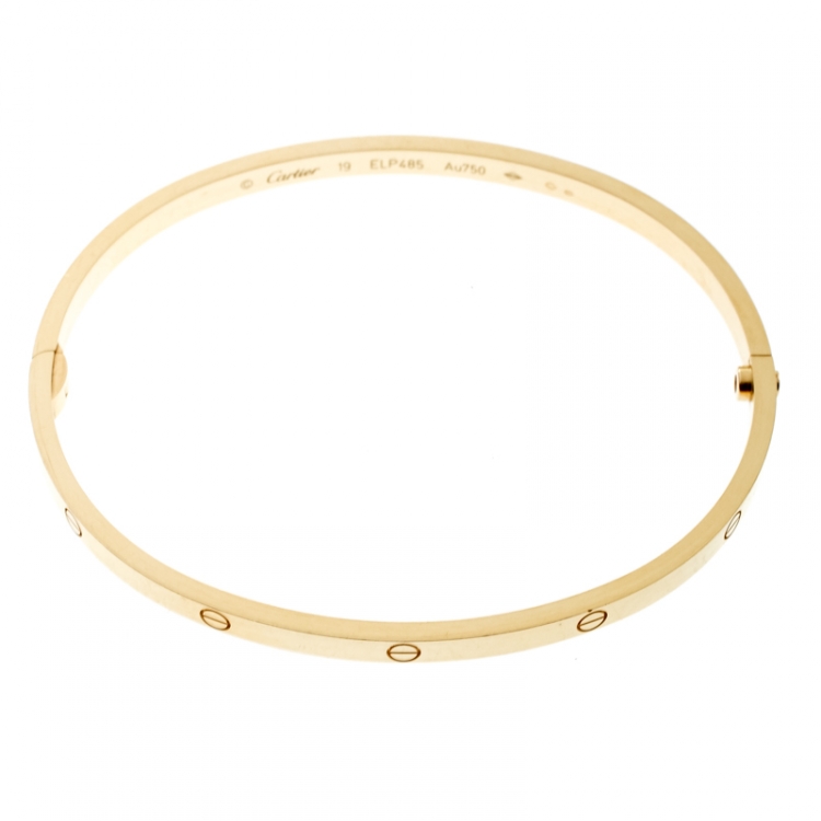 Pre Owned Cartier Love 18k Yellow Gold SM Bracelet 19