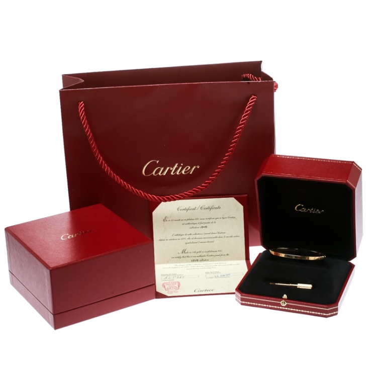 Pre Owned Cartier Love 18k Yellow Gold SM Bracelet 19