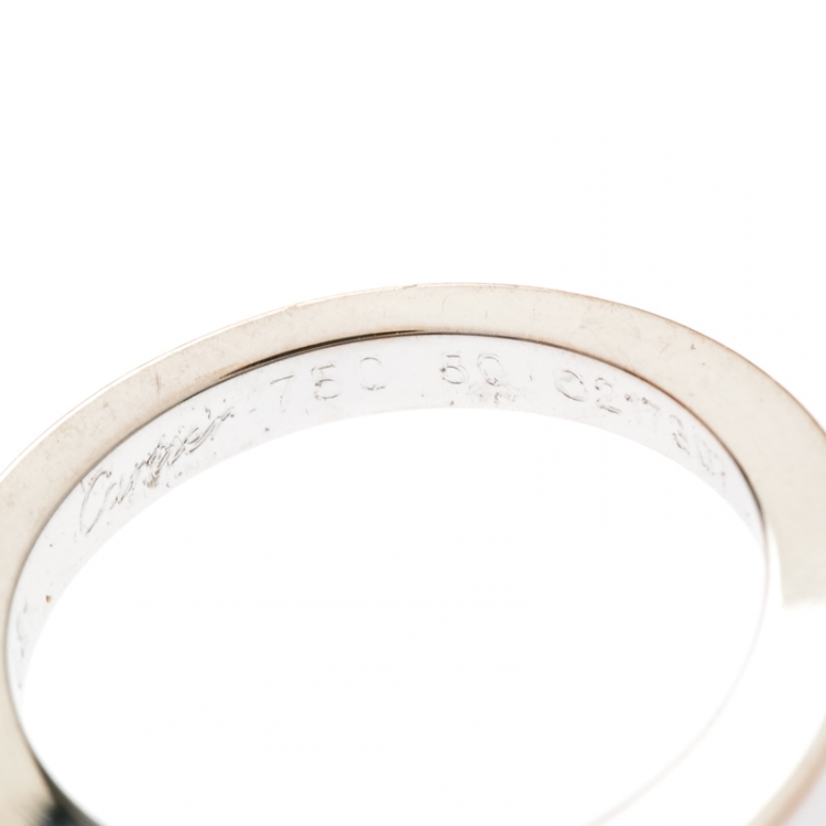 Pre Owned Cartier 0.21ct Diamond Solitaire 18k White Gold Band Ring Size 50