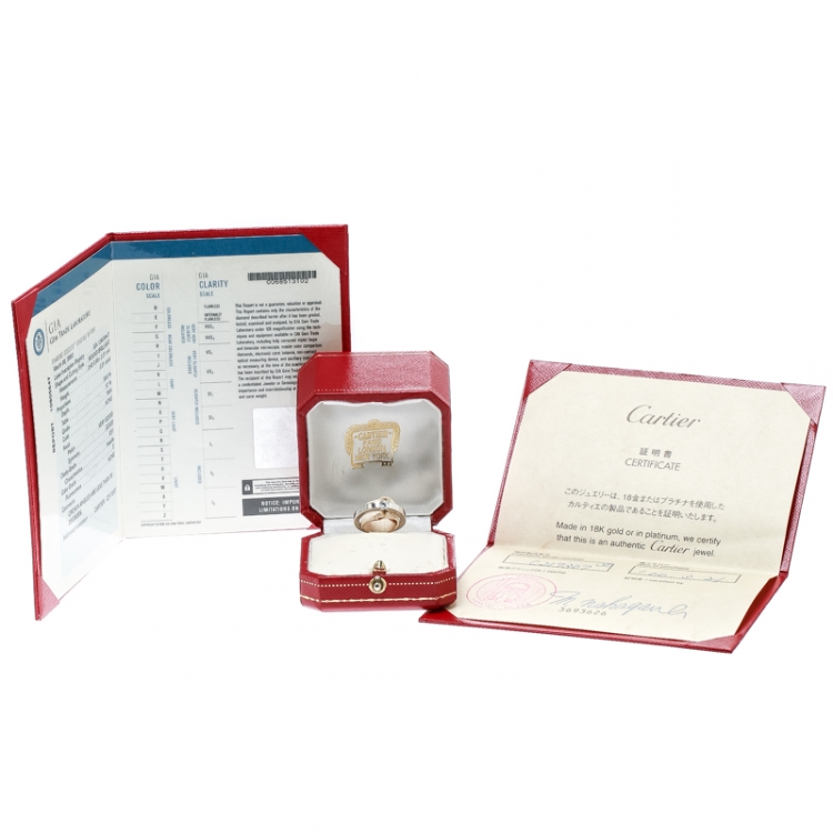 Pre Owned Cartier 0.21ct Diamond Solitaire 18k White Gold Band Ring Size 50