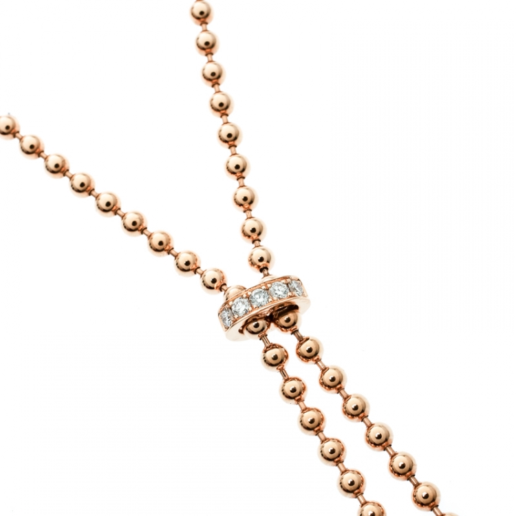 Pre Owned Cartier Paris Nouvelle Vague Diamond & 18k Rose Gold Lariat Necklace