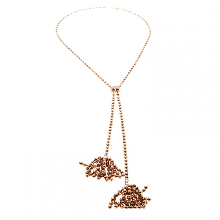 Pre Owned Cartier Paris Nouvelle Vague Diamond & 18k Rose Gold Lariat Necklace