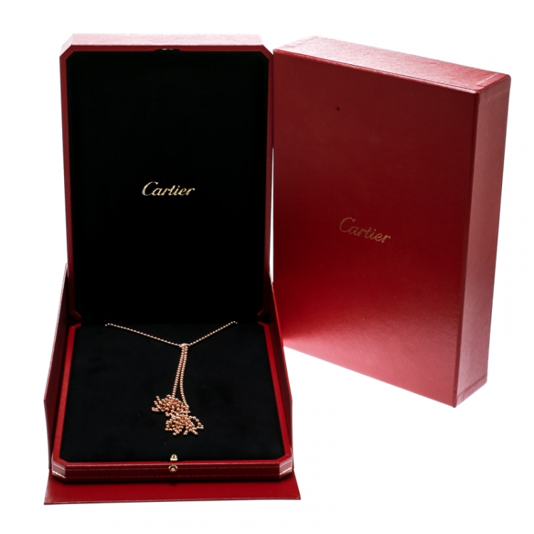 Pre Owned Cartier Paris Nouvelle Vague Diamond & 18k Rose Gold Lariat Necklace