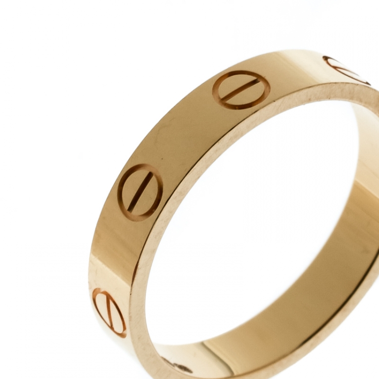 Pre Owned Cartier Love 18k Yellow Gold Mini Band Ring Size 52