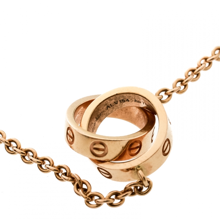 Pre Owned Cartier Love 2 Hoops 18k Rose Gold Bracelet 